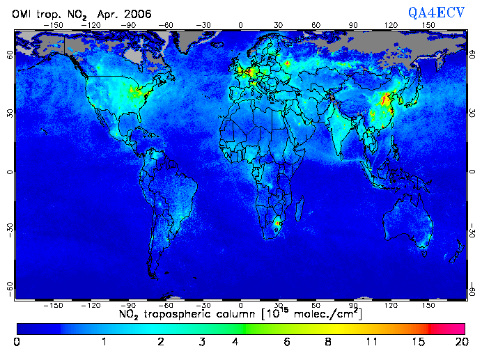 Regional Tropospheric NO2 of April 2006
