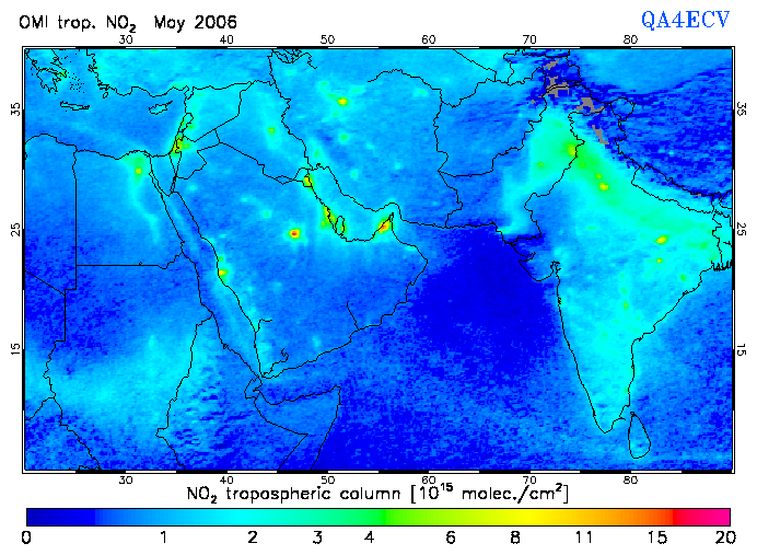 Regional Tropospheric NO2 of May 2006