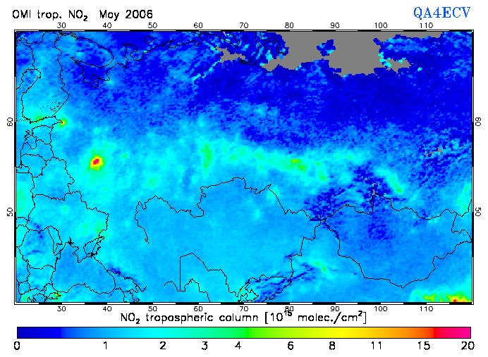 Regional Tropospheric NO2 of May 2006