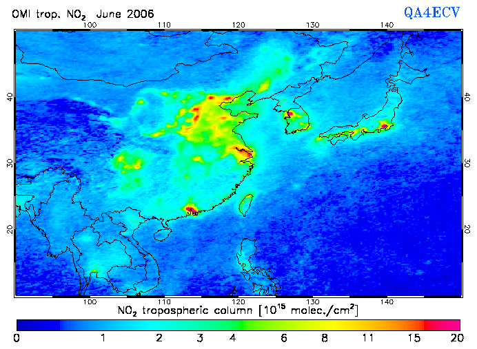 Regional Tropospheric NO2 of June 2006
