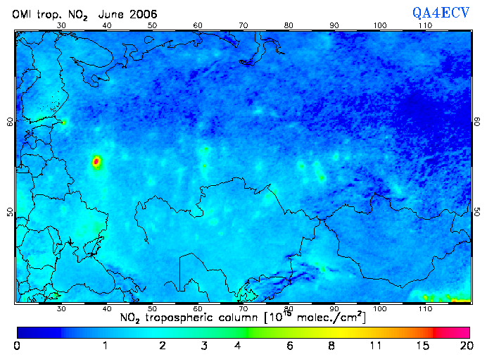 Regional Tropospheric NO2 of June 2006