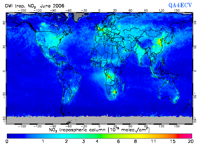 Regional Tropospheric NO2 of June 2006