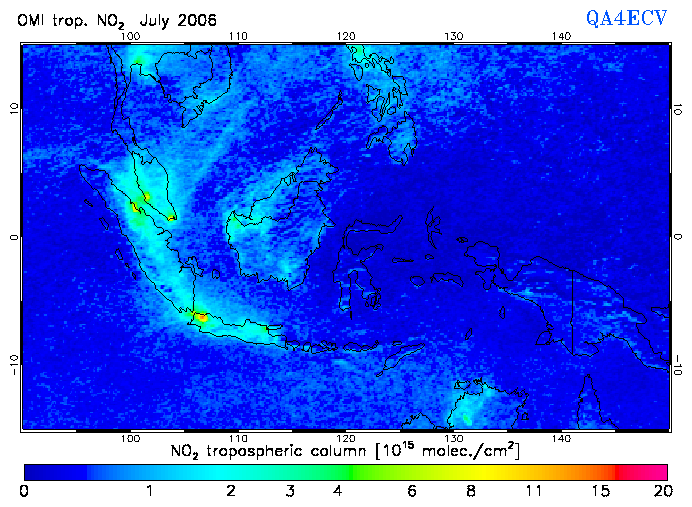Regional Tropospheric NO2 of July 2006