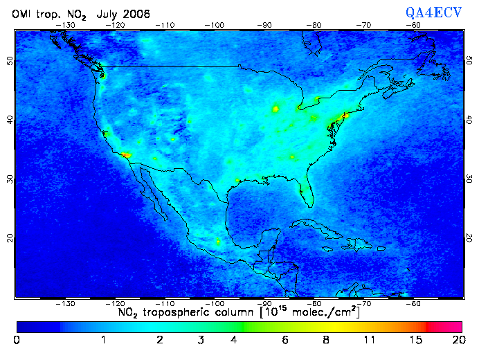 Regional Tropospheric NO2 of July 2006