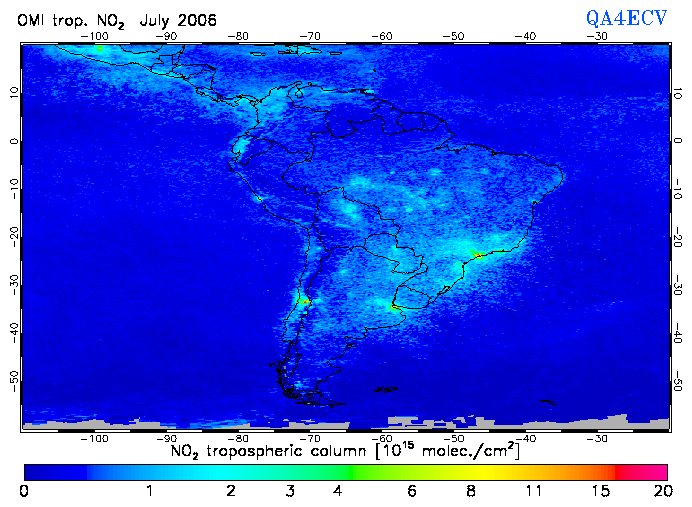 Regional Tropospheric NO2 of July 2006