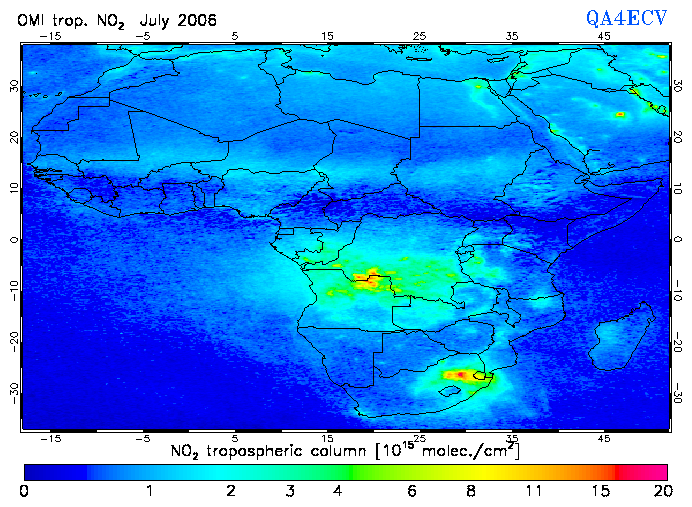Regional Tropospheric NO2 of July 2006