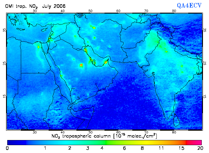 Regional Tropospheric NO2 of July 2006