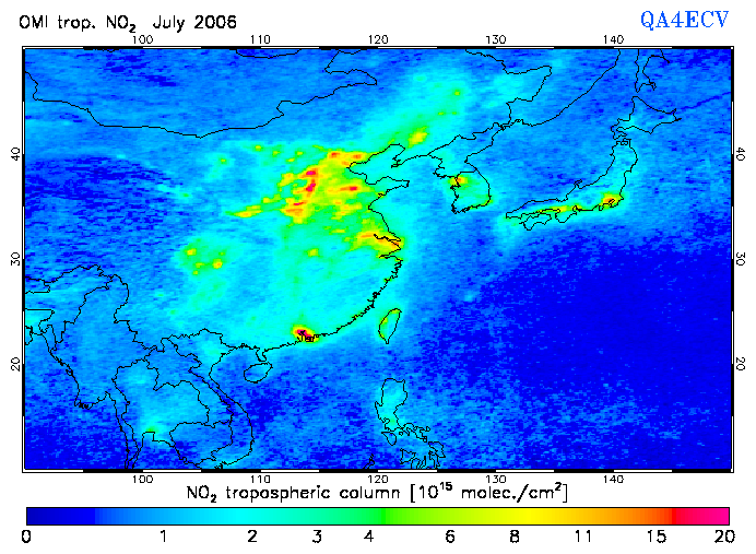 Regional Tropospheric NO2 of July 2006