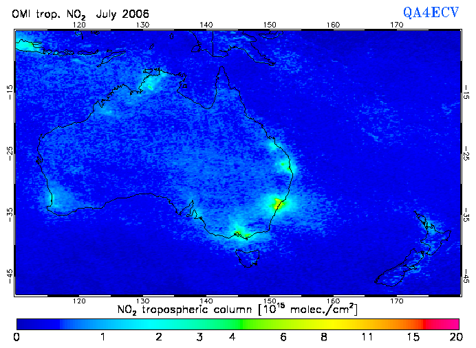 Regional Tropospheric NO2 of July 2006