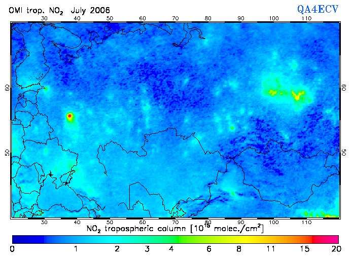Regional Tropospheric NO2 of July 2006