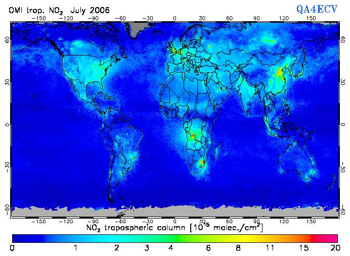 Regional Tropospheric NO2 of July 2006
