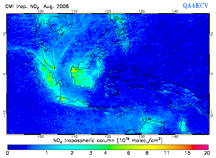 Regional Tropospheric NO2 of August 2006