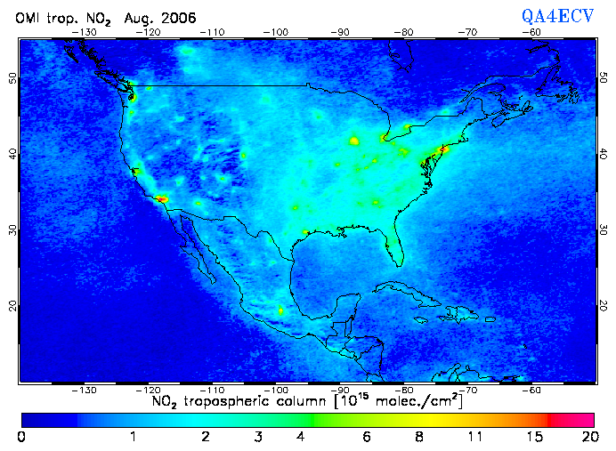 Regional Tropospheric NO2 of August 2006