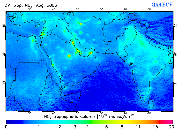 Regional Tropospheric NO2 of August 2006
