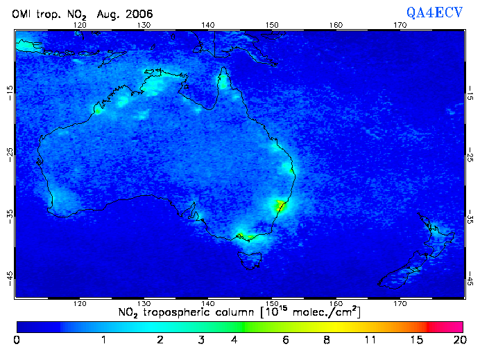 Regional Tropospheric NO2 of August 2006