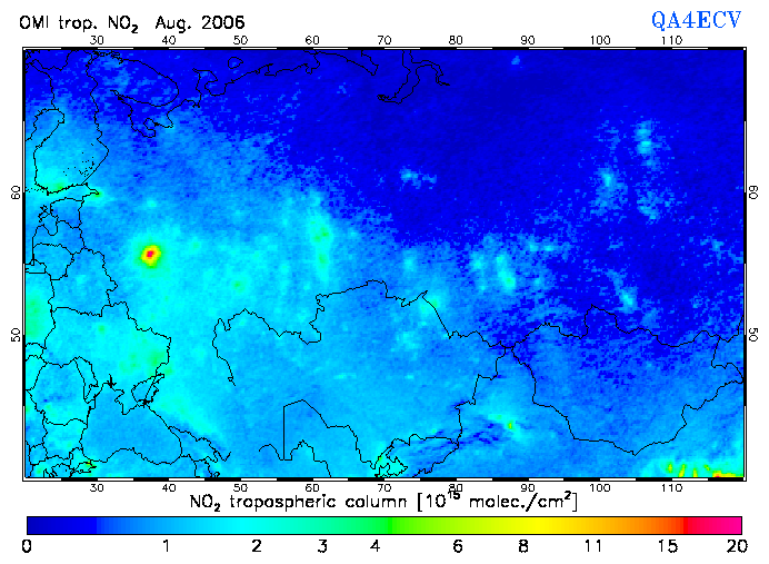 Regional Tropospheric NO2 of August 2006