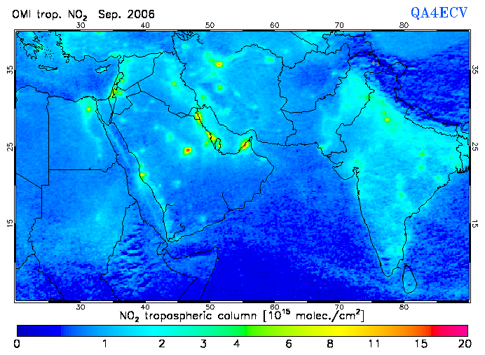 Regional Tropospheric NO2 of September 2006