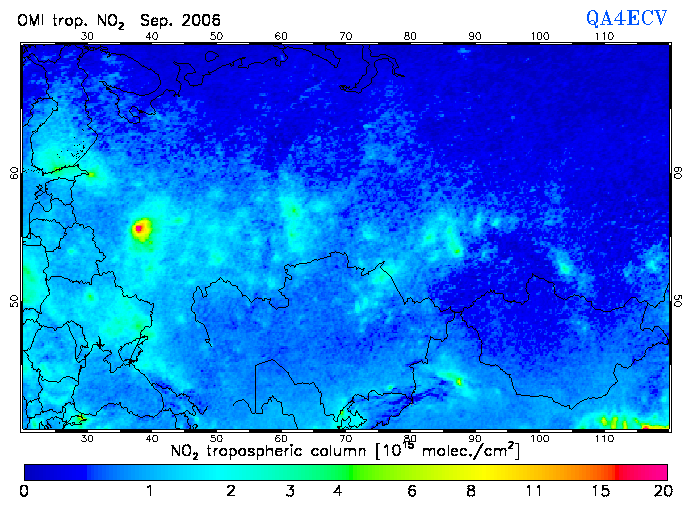 Regional Tropospheric NO2 of September 2006