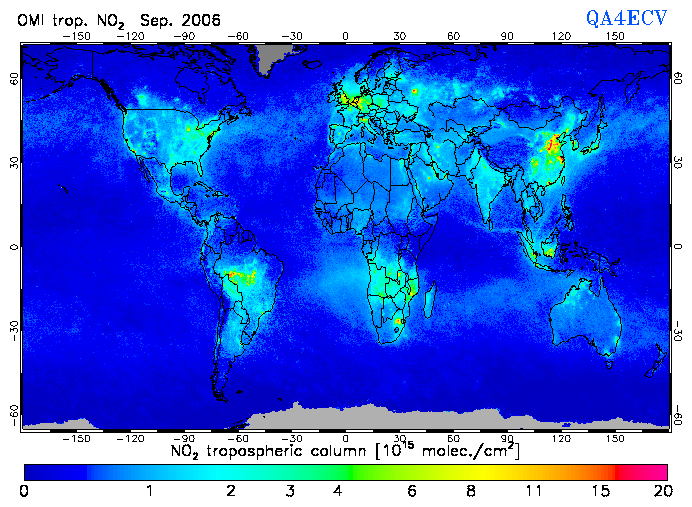 Regional Tropospheric NO2 of September 2006