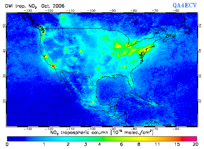 Regional Tropospheric NO2 of October 2006