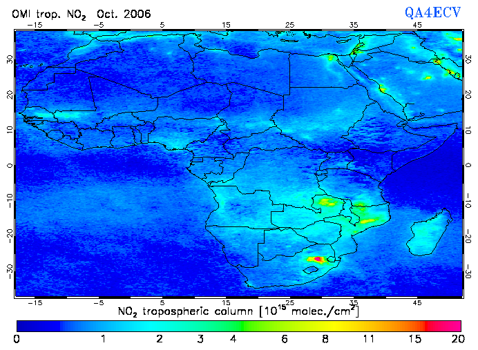 Regional Tropospheric NO2 of October 2006