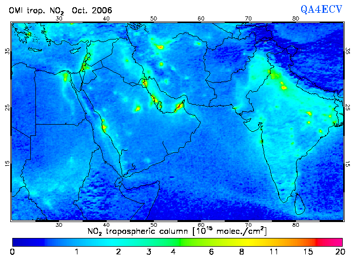 Regional Tropospheric NO2 of October 2006