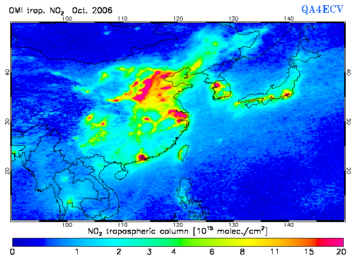 Regional Tropospheric NO2 of October 2006