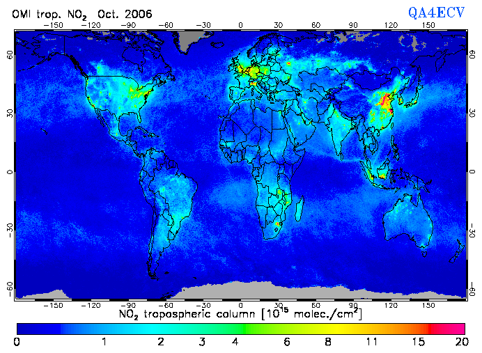 Regional Tropospheric NO2 of October 2006