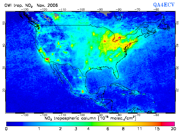 Regional Tropospheric NO2 of November 2006