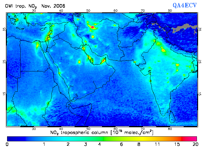 Regional Tropospheric NO2 of November 2006