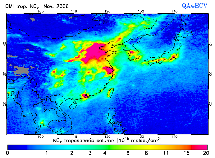 Regional Tropospheric NO2 of November 2006