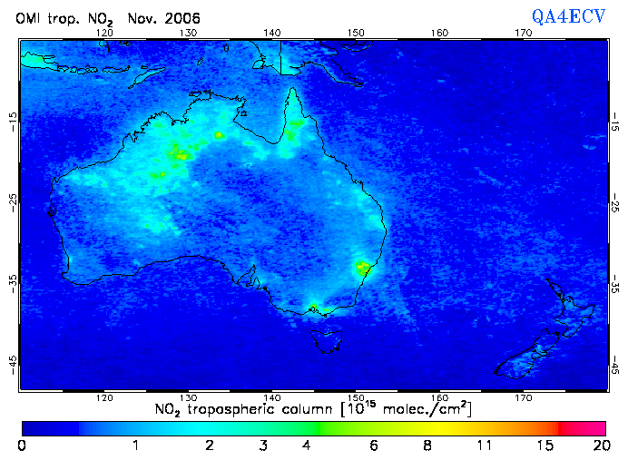 Regional Tropospheric NO2 of November 2006