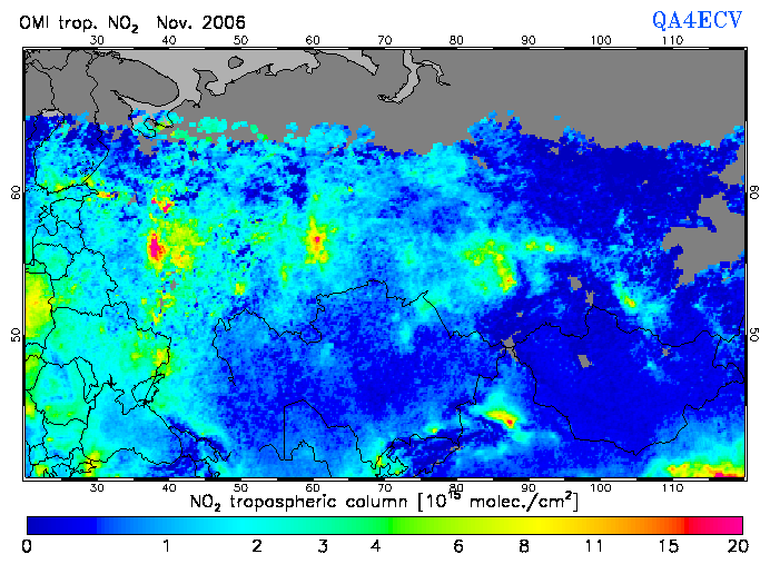 Regional Tropospheric NO2 of November 2006
