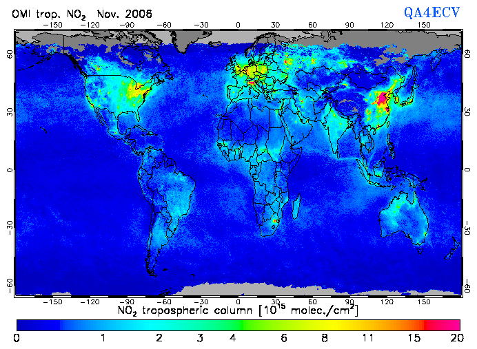 Regional Tropospheric NO2 of November 2006