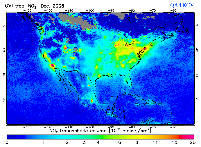 Regional Tropospheric NO2 of December 2006