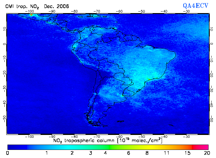Regional Tropospheric NO2 of December 2006