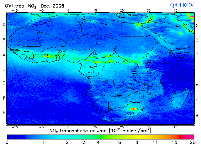 Regional Tropospheric NO2 of December 2006