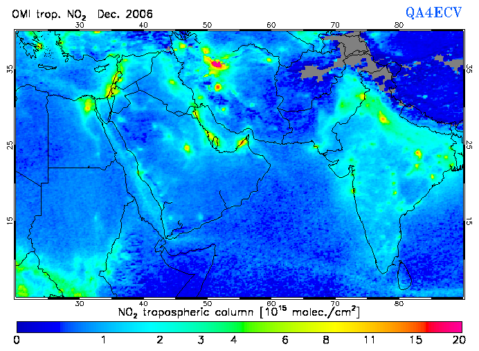 Regional Tropospheric NO2 of December 2006