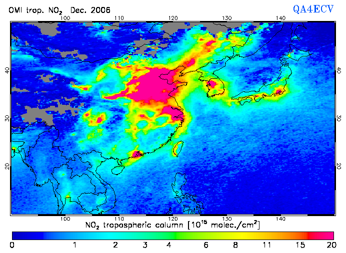 Regional Tropospheric NO2 of December 2006
