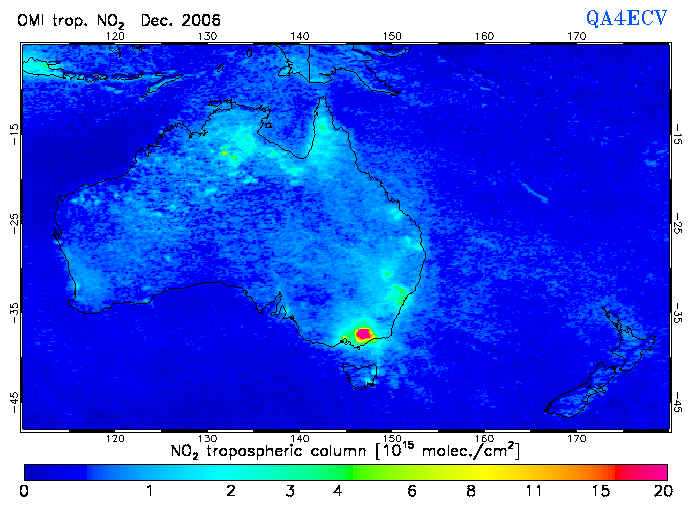 Regional Tropospheric NO2 of December 2006