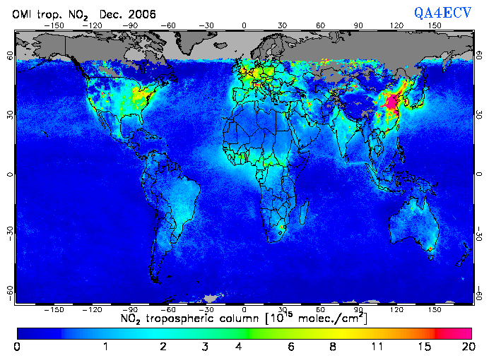 Regional Tropospheric NO2 of December 2006