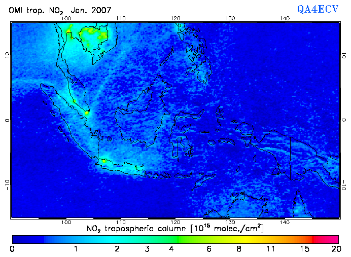 Regional Tropospheric NO2 of January 2007