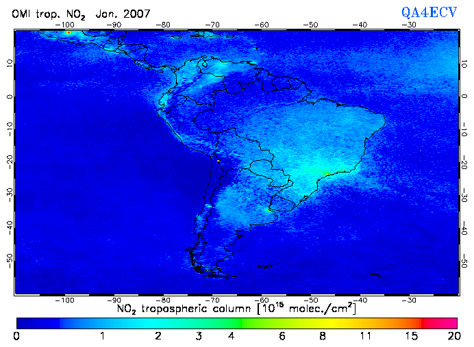 Regional Tropospheric NO2 of January 2007