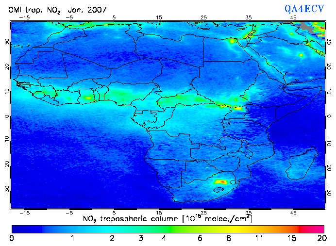 Regional Tropospheric NO2 of January 2007