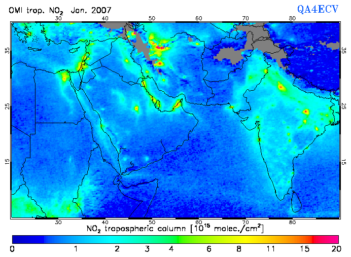 Regional Tropospheric NO2 of January 2007