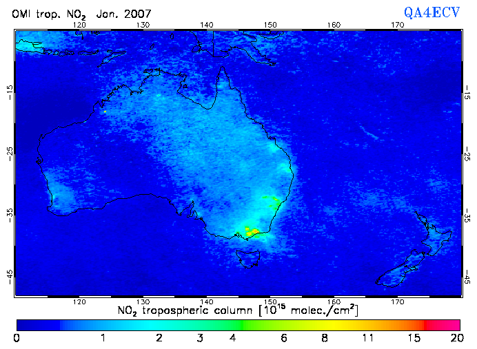 Regional Tropospheric NO2 of January 2007