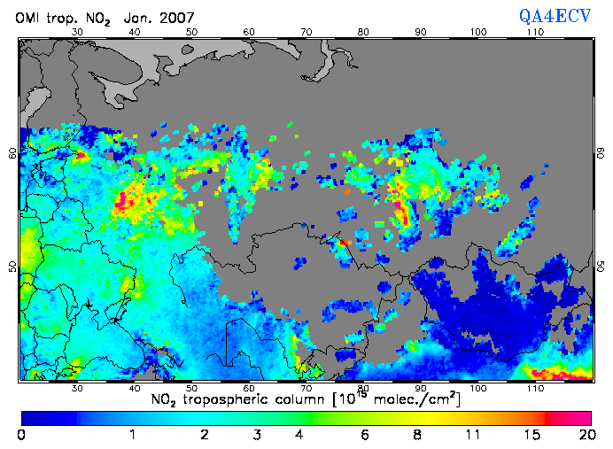 Regional Tropospheric NO2 of January 2007
