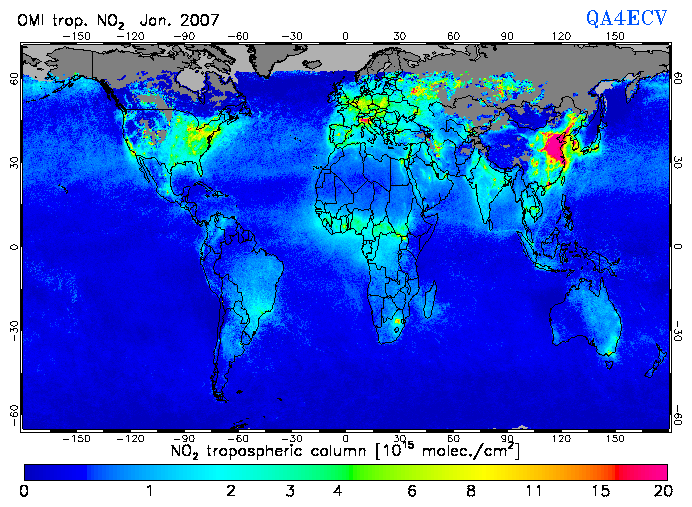 Regional Tropospheric NO2 of January 2007