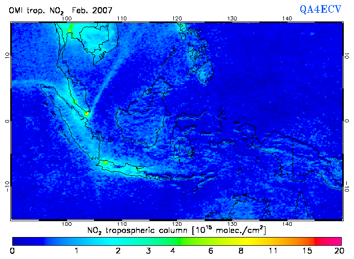 Regional Tropospheric NO2 of February 2007