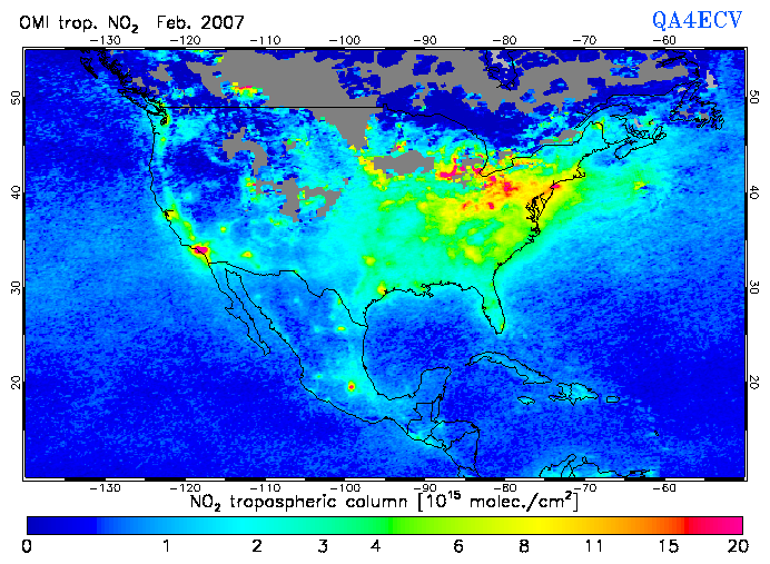 Regional Tropospheric NO2 of February 2007